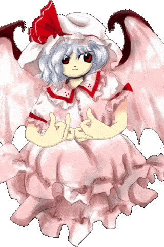remilia scarlet from touhou throwing bloods gang sign